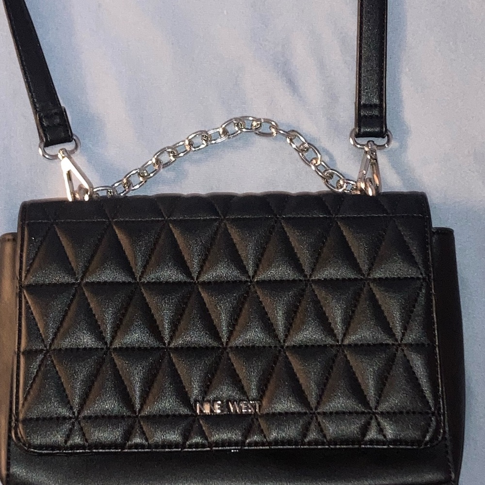 Nine West Judilee Black Quilted Mini Flap Crossbody Bag - Picture 2 of 12
